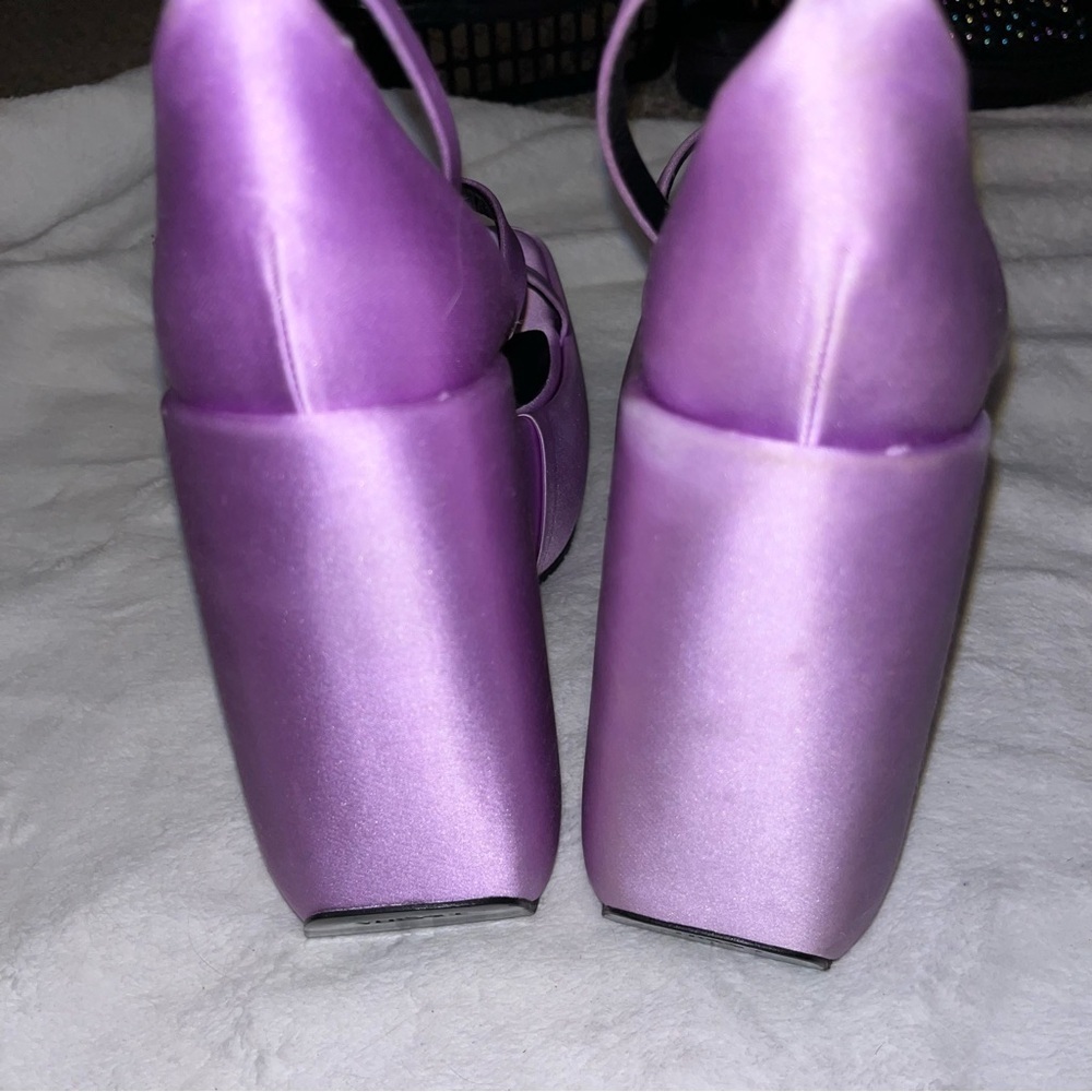 Versace Purple Satin Platform Sandals Safety Pin 10 Cocktail Y2K New 🟡 - Picture 12 of 16